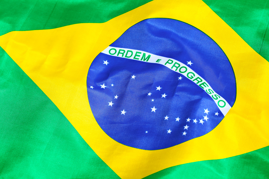 Waving Fabric Flag of Brazil
